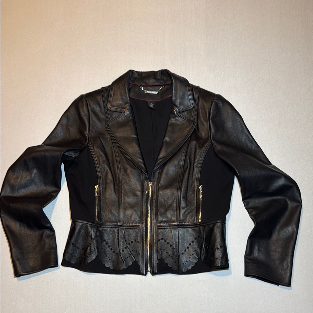 White House Black Market Black Leather Biker Jacket